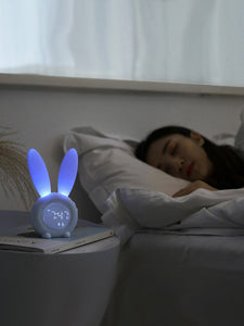 Réveil numérique LED avec oreilles de lapin, affichage électronique, contrôle du son, lampe de nuit en forme de lapin mignon, horloge de bureau pour la décoration de la maison