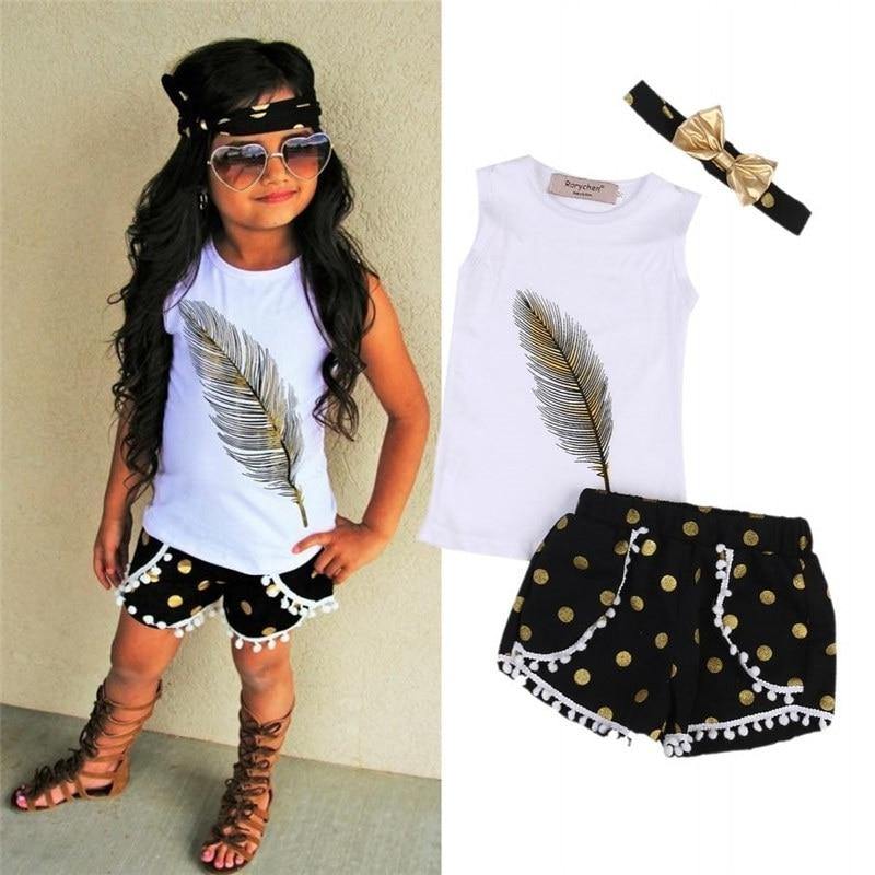 Gold Feather Bohemian Style Outfit (Girls)