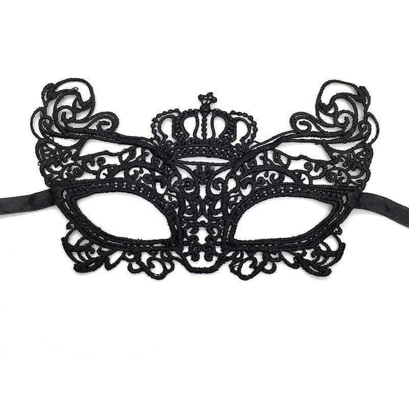 Máscara de mascarada de corona de encaje negro