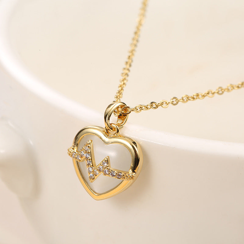 Heartbeat Opal Heart Pendant Necklace