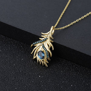Spot Collection Design London Blue Topaz 925 Fabricación de plata Conjunto de joyas de la serie Feather