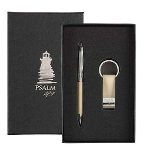 Set de regalo de bolígrafo y llavero Salmo 27:1