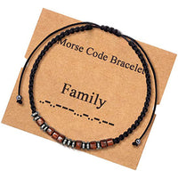 Morse Code Bracelet Black Gallstone Wood Beads