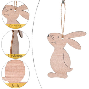 Ornement pendentif de Pâques en forme de lapin en bois