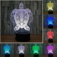Boho Design Sea Turtle 3D LED Luz de noche que cambia de color
