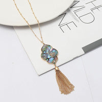 Abalone Shell Leopard Morroccan Tassel Necklace
