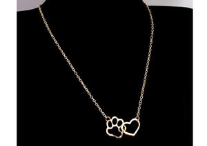 Hollow Paw and Heart Linked Necklace