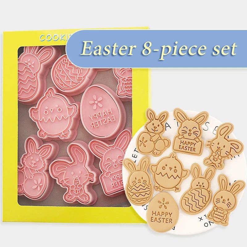 Molde para galletas de Pascua, conejito de dibujos animados, huevo de Pascua, prensa para galletas