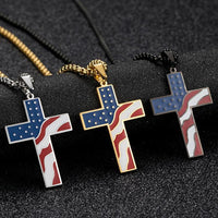 American Flag Cross Pendent
