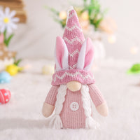 Décorations de pâques oreilles de lapin tricotées, ornements de poupée Gnome
