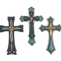 Tentures murales en forme de croix turquoise (assorties)