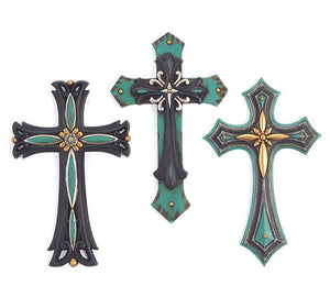 Tentures murales en forme de croix turquoise (assorties)