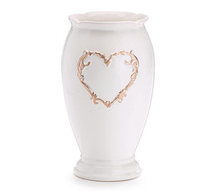 Vase en céramique coeur en relief doré