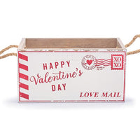 Macetero de madera con letras Happy Valentine's Day