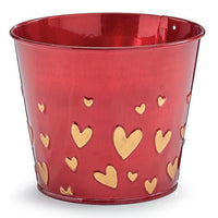 Red Metallic Pot Cover with Gold Hearts