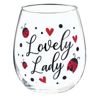 Lovely Lady Ladybugs Stemless Wine Glass