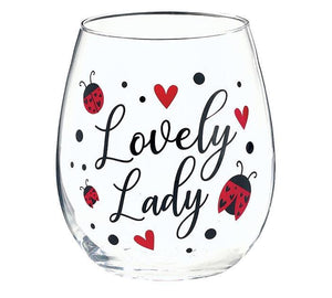 Lovely Lady Ladybugs Stemless Wine Glass