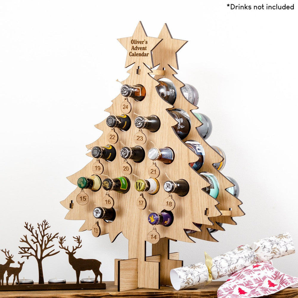 Christmas Countdown Wine Rack Wooden Decorations