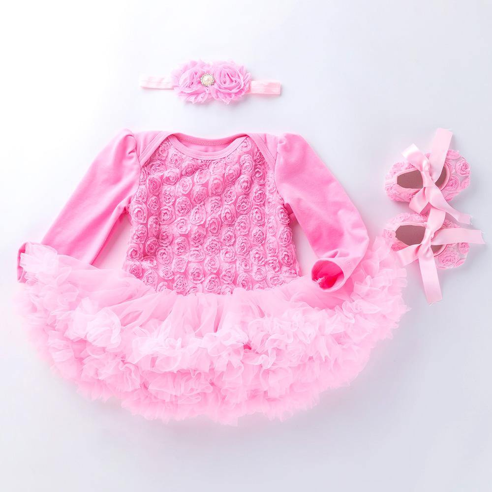 Long-Sleeve 3D Flower Romper Tutu Outfit (Baby)