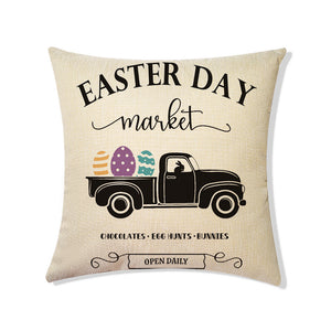 Easter Printed Linen Throw Pillow Covers