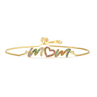 Gold Bracelet Personalized Color Zirconium MOM Jewelry Gift