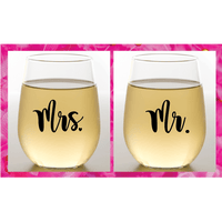 Mr. &amp; Mrs. - Verres à vin incassables sans pied (paquet de 2)