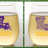 LSU STATES Stemless Shatterproof Wine Glasses (2 Pack)