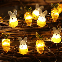 Luces decorativas de cadena de conejito de zanahoria del día de Pascua