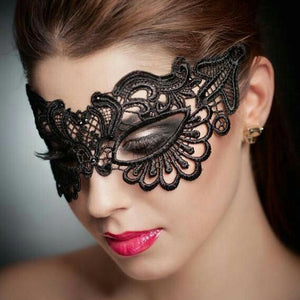 Máscara de mascarada de encaje negro sexy
