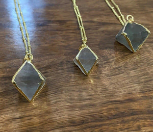 Fluorite Crystal Gold Necklace