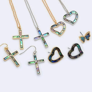 Genuine Abalone Cross Pendant Necklaces