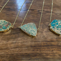 Blue Jasper Sea Sediment Gold Necklace