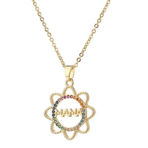 Mom Necklace Pendant Colored Zircon Clavicle Chain