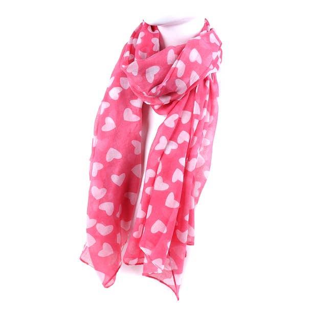 Lightweight Pink Heart Scarf