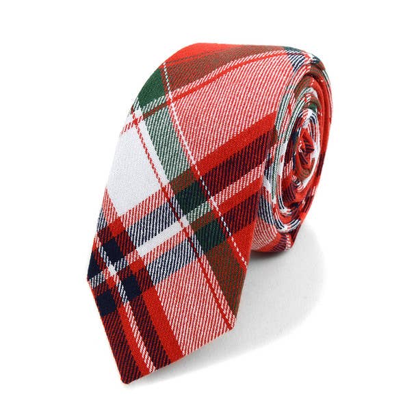 Cravates fines en flanelle de coton à carreaux rouges