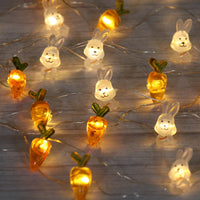 Luces decorativas de cadena de conejito de zanahoria del día de Pascua

