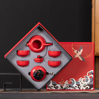 Juego de té de cerámica Kung Fu, conjunto con caja de regalo, regalo pequeño de negocios