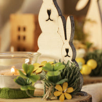 Nordic Wooden Rabbit Creative Glass Candle Holder