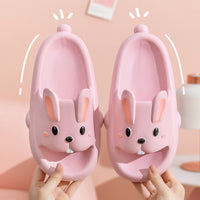 Lindas zapatillas de conejo para niños y mujeres, zapatos de verano para el hogar, zapatillas de baño