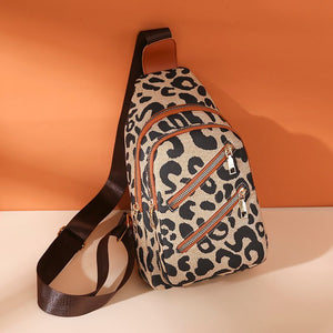 Bolso bandolera con estampado de leopardo y conector para auriculares, mochila cruzada, bolso de hombro para mujer