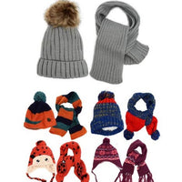 Knitted Winter Scarf and Fur Pom Pom Hat Set
