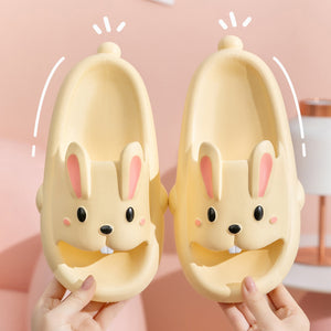 Pantoufles de lapin mignonnes pour enfants et femmes, chaussures d'été pour la maison, pantoufles de salle de bain