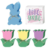 Hola, niñeras de estantes de conejitos tulipanes de primavera

