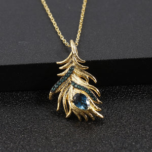Spot Collection Design London Blue Topaz 925 Fabricación de plata Conjunto de joyas de la serie Feather