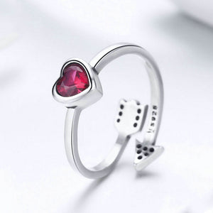 Sterling Silver Ring Female Heart Can Be Front And Back