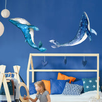 Pegatina de ballena estrellada para habitación infantil, ballena estrellada, pegatina de pared de animales marinos
