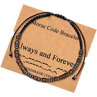 Bracelet code Morse Perles de bois de calcul biliaire noir
