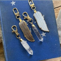 Feather Carved Shell Key Chain
