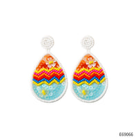 Boucles d'oreilles œuf de Pâques tissées à la main, bijoux de décoration de Pâques