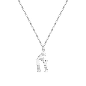 Stainless Steel Mother And Children Necklace Love Mom Son Daughter Pendant Necklace Family Gifts